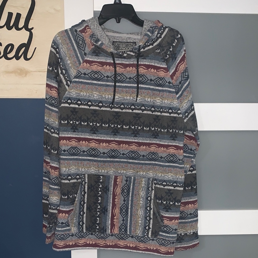 NWOT Brooklyn Cloth Multicolor Patterned Hoodie Sweater